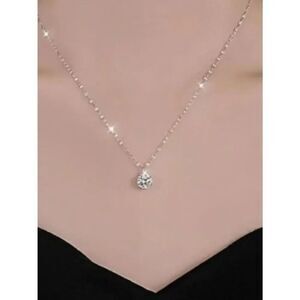 NWT 316L Stainless Steel Starry Sky Lip Chain Solitaire Cubic Zirconia Necklace